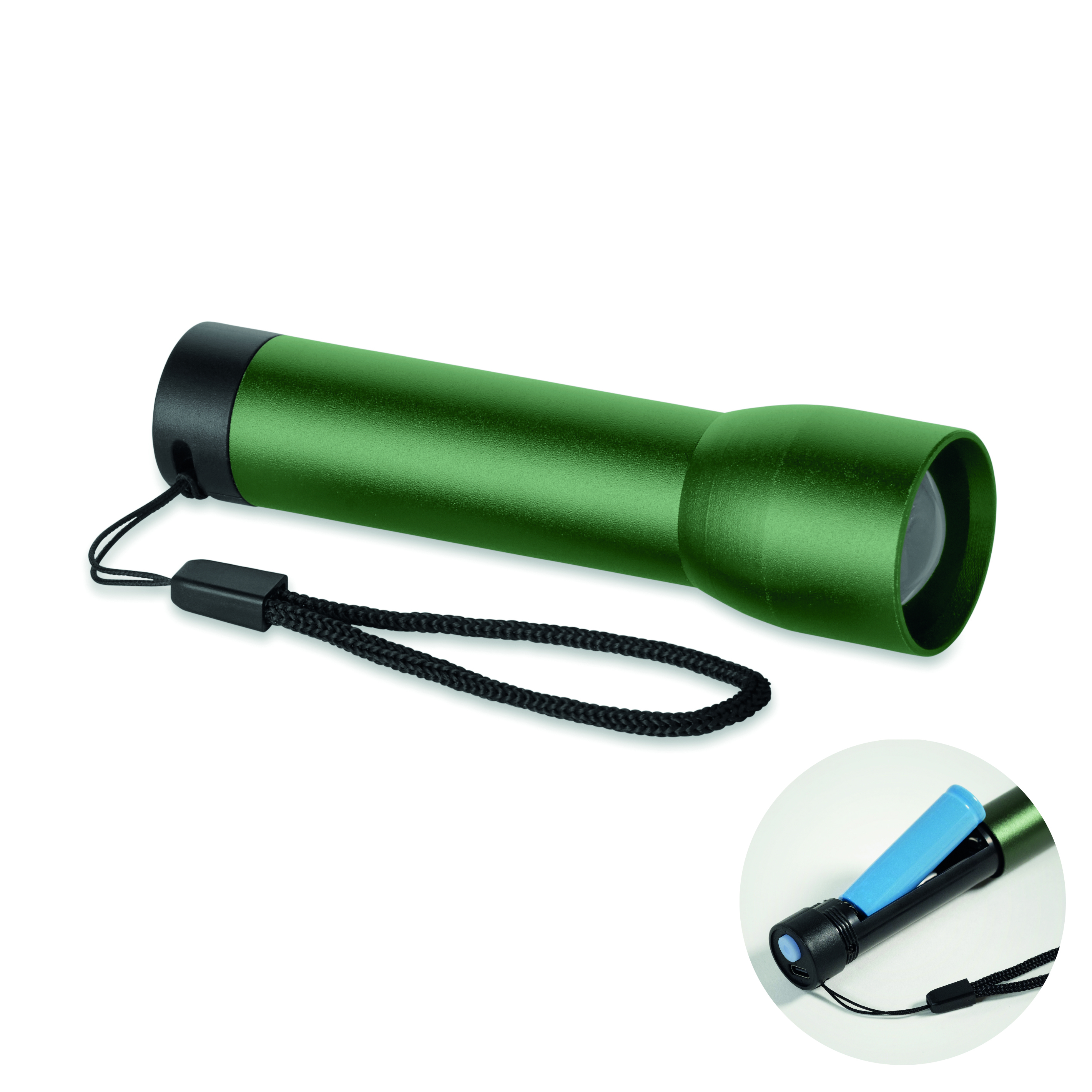Lampe rechargeable alu recyclé personnalisable Lumezo Vert foncé